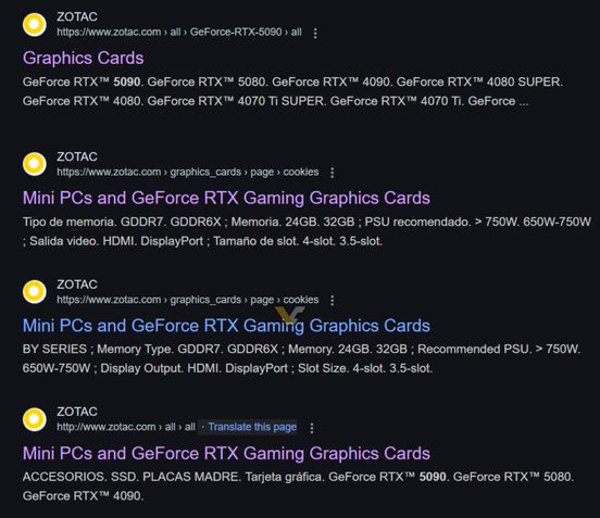NVIDIA GeForce RTX 50 vazamento Zotac