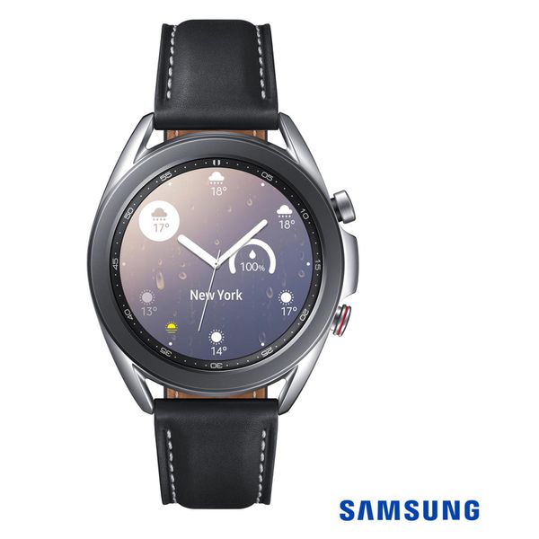Galaxy Watch3 41mm Samsung Prata com 1,4", Pulseira de Couro, Bluetooth e 8GB [CUPOM]