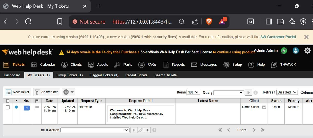 Captura de tela do Web Help Desk, plataforma de tickets do software de gerenciamento de rede SolarWinds (Imagem: SolarWinds/Divulgação)
