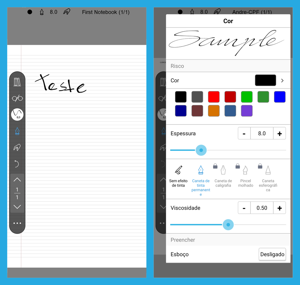 Aplicativo para Android permite personalizar pincel (Imagem: André Magalhães/Captura de tela)