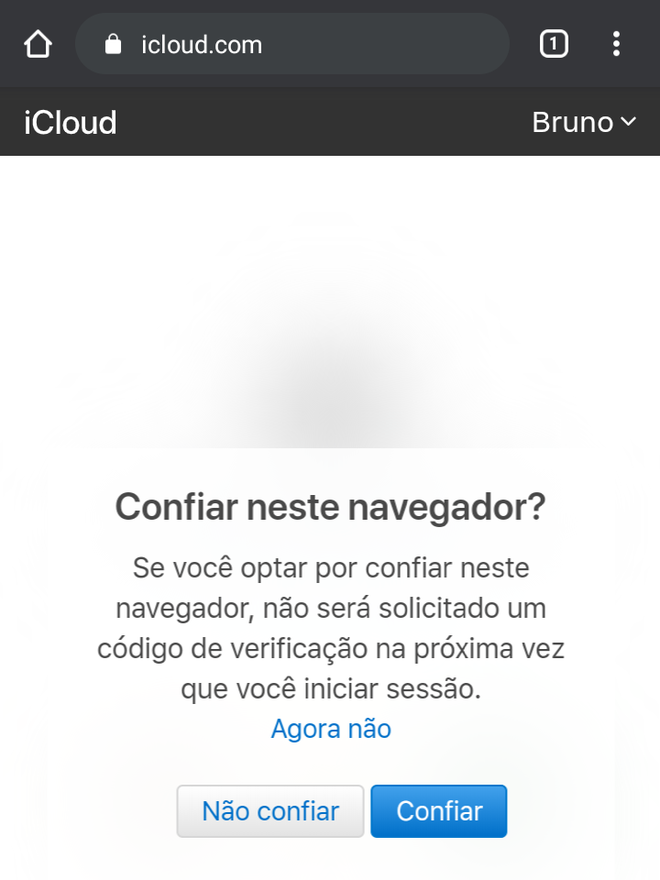 Opte por "Confiar" para acessar o iCloud / Captura de tela: Bruno Salutes (Canaltech)