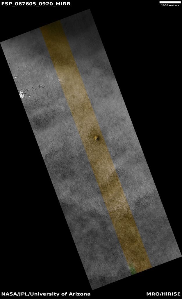Nesta imagem, a combinação de observações em preto e branco, infravermelho e as cores RGB (vermelho, verde e azul) (Imagem: Reprodução/NASA/JPL/U.Arizona)