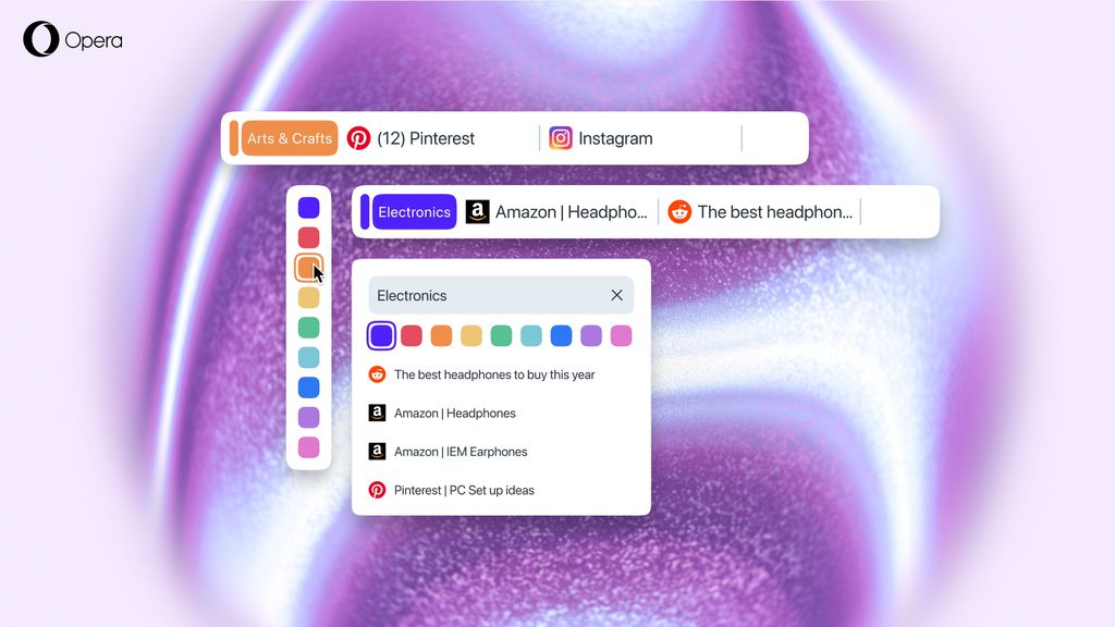 Opera One R3 - Seleção de cores para abas