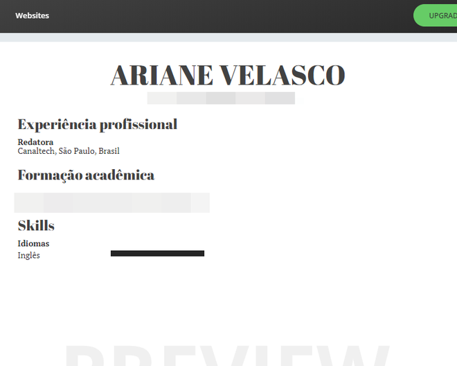 A prévia de seu currículo online será exibida (Captura de tela: Ariane Velasco)