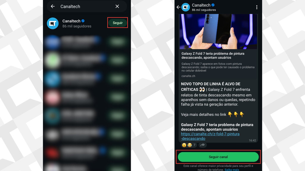 Passos para seguir canais no WhatsApp