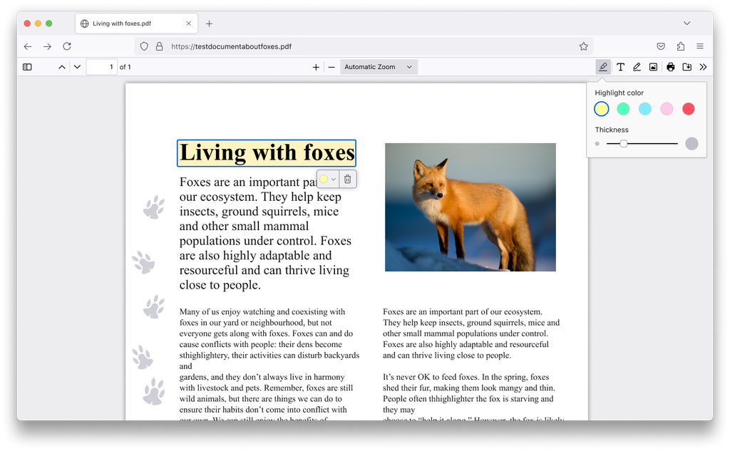 Firefox ganha ferramenta para marcar textos no leitor de PDFs (Imagem: Divulgação/Mozilla)