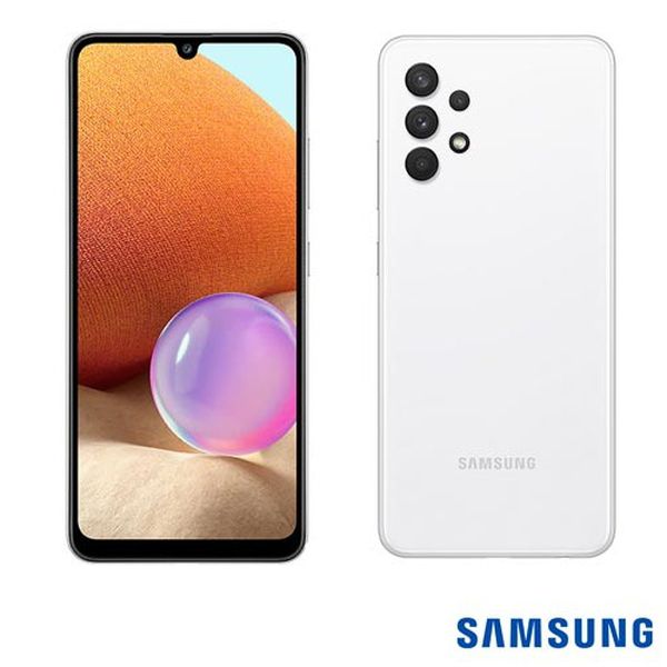 Samsung Galaxy A32 Branco, com Tela Infinita de 6,4", 4G, 128GB e Câmera Quádrupla de 64MP+8MP+5MP+2MP - SM-A325MZWKZTO