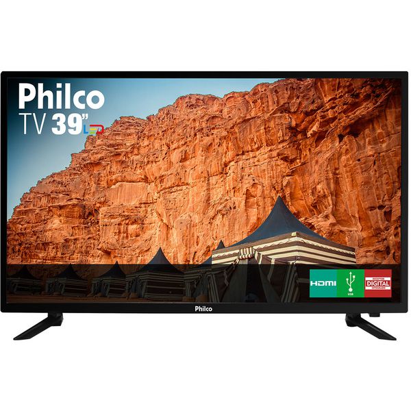 TV LED 39'' Philco PTV39N87D HD com Conversor Digital 3 HDMI 1 USB Som Surround 60Hz Preta [Cashback]