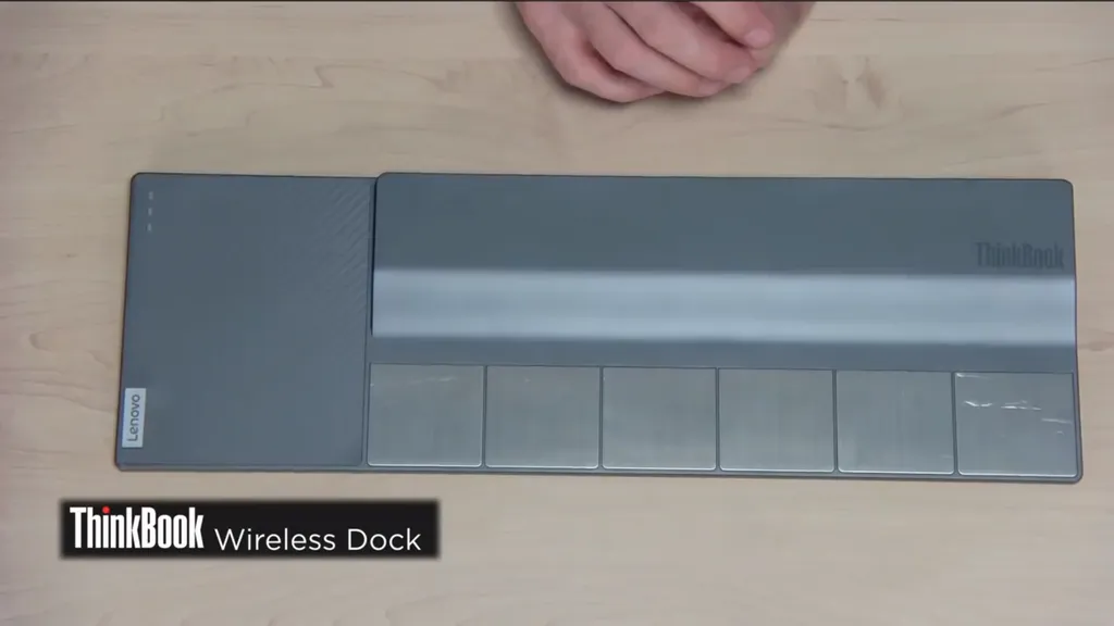 Como o nome sugere, o ThinkBook Wireless Dock se conecta ao notebook totalmente sem fio, agilizando e fornecendo recursos como suporte a até 2 monitores externos 4K (Imagem: Lenovo)