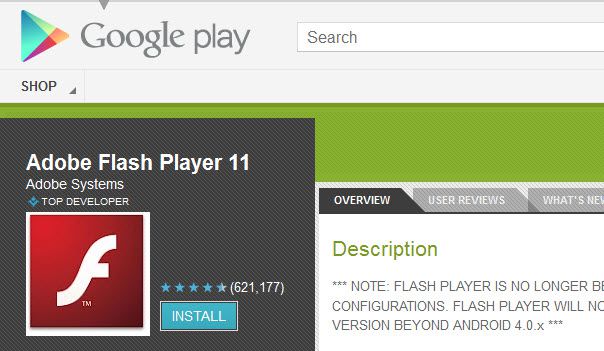 Adobe Flash Google Play