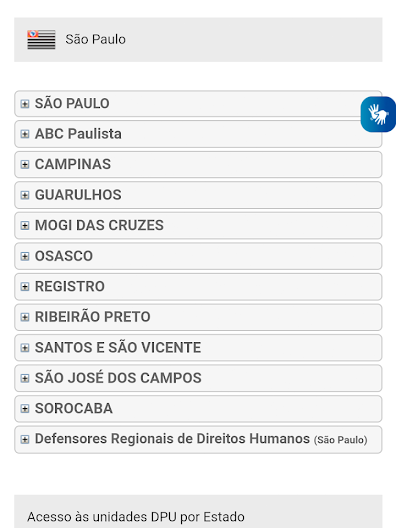 Lista de unidades da DPU no estado de São Paulo (Foto: Reprodução/André Magalhães)