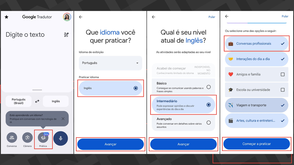 Passos para usar o Google Tradutor para estudar idiomas