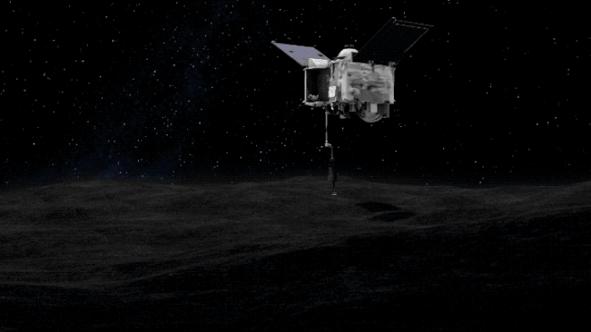 Animação mostra como será o pouso da sonda no asteroide (Imagem: NASA)