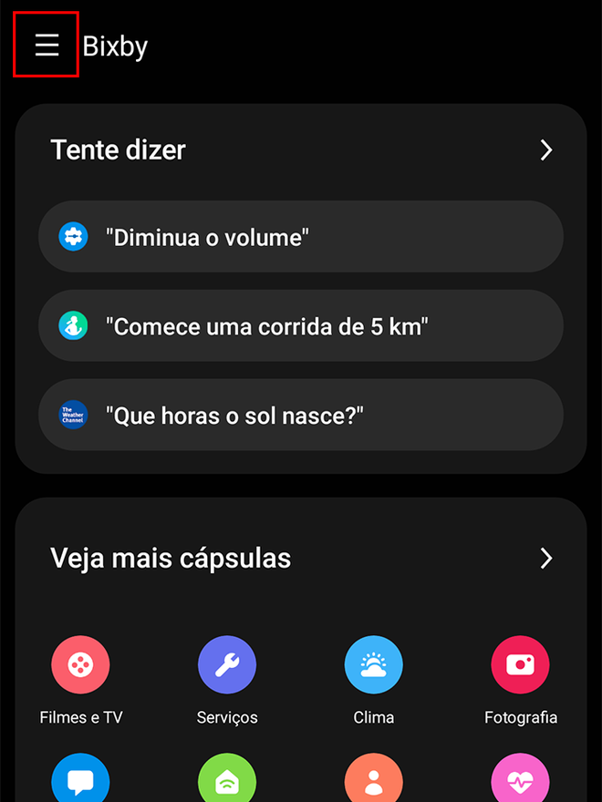 Acesse o menu do app (Imagem: André Magalhães/Captura de tela)