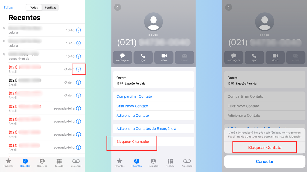 Como bloquear números no iPhone (Imagem: Captura de tela/Bruno De Blasi/Canaltech)
