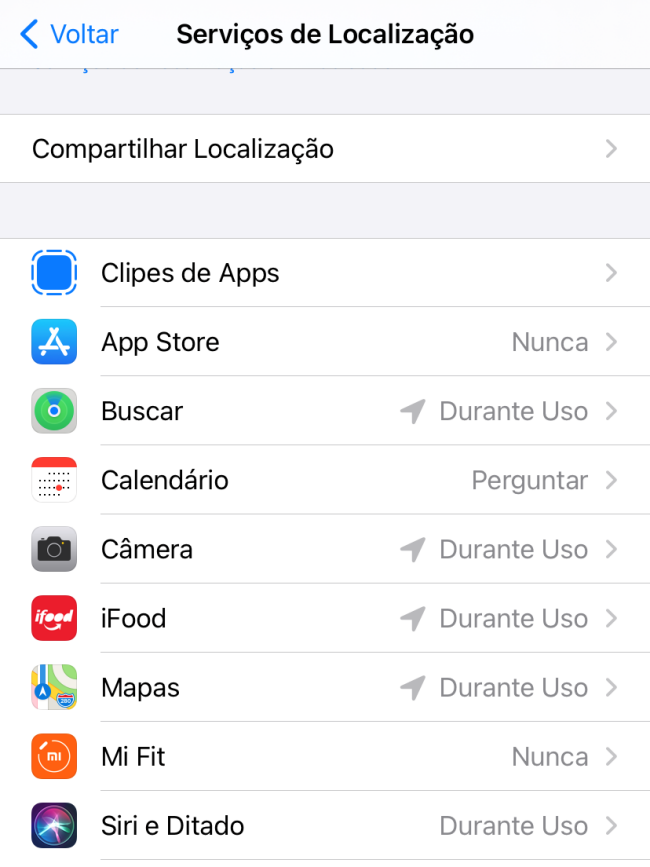 Confira os aplicativos que estão utilizando a localização - Captura de tela: Thiago Furquim (Canaltech)