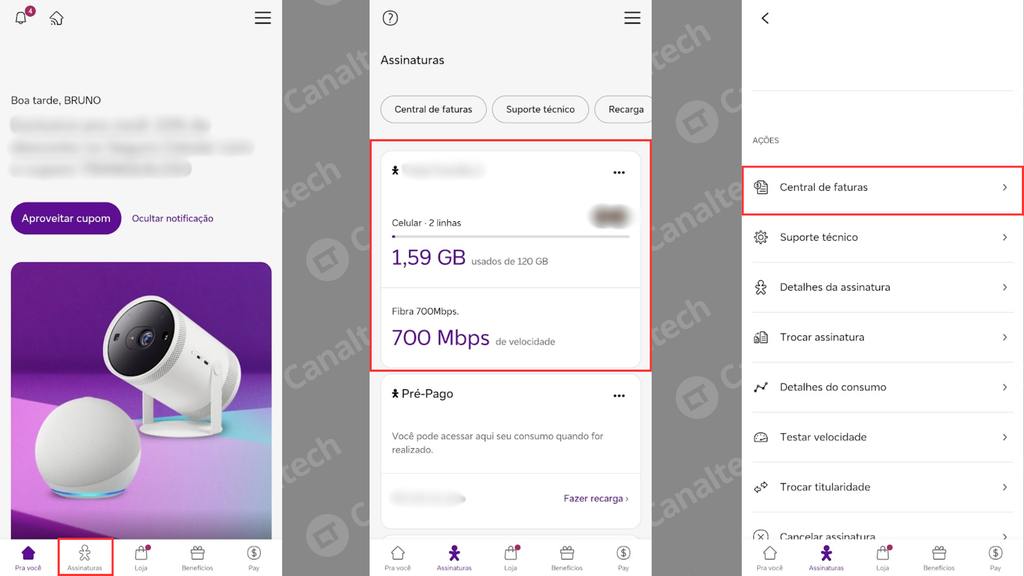 Como acessar a fatura da Vivo pelo app (Imagem: Captura de tela/Bruno De Blasi/Canaltech)