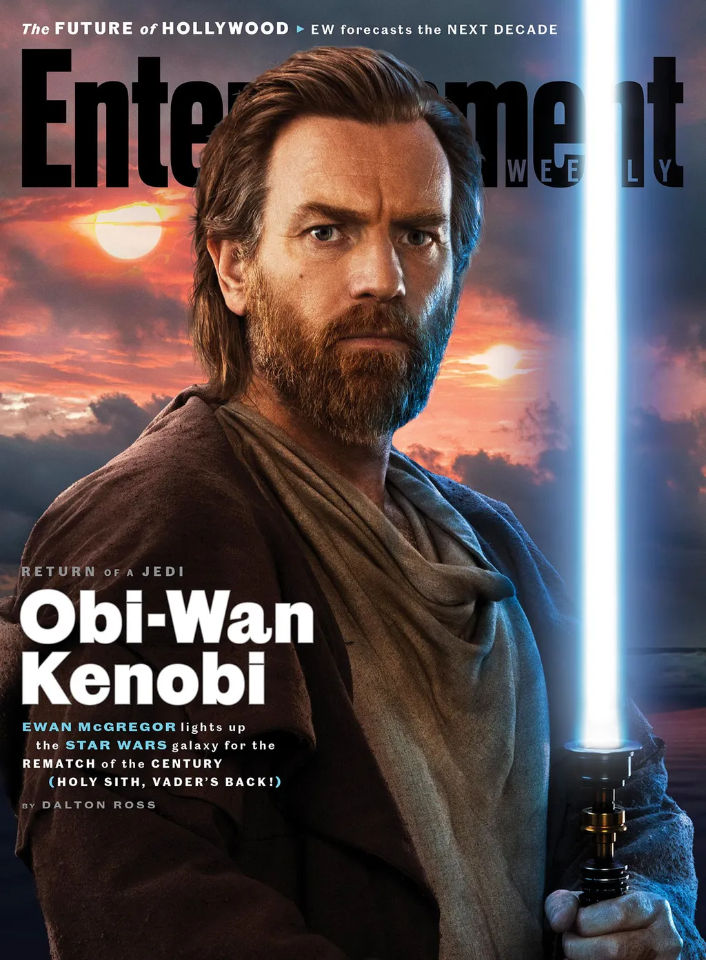 A capa da revista traz um Obi-Wan quase religioso (Imagem: Reprodução/EW)
