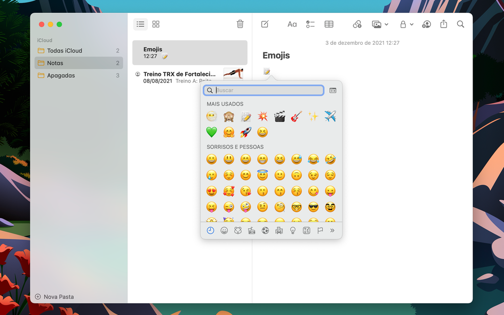 Acesse a lista de emojis rapidamente em seu Mac (Captura de tela: Lucas Wetten)