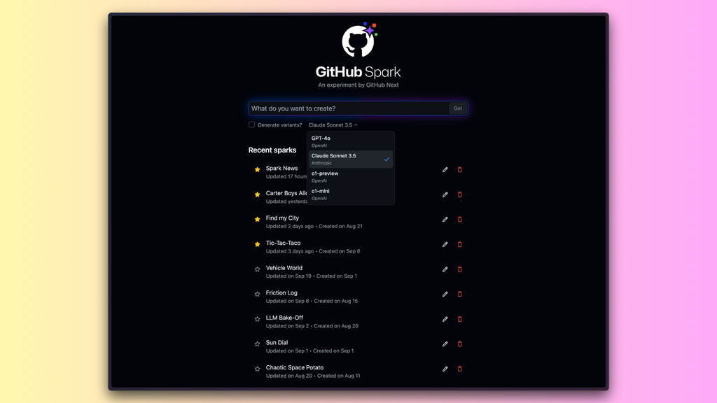 GitHub Spark promete criar apps com linguagem natural (Imagem: Divulgação/GitHub)