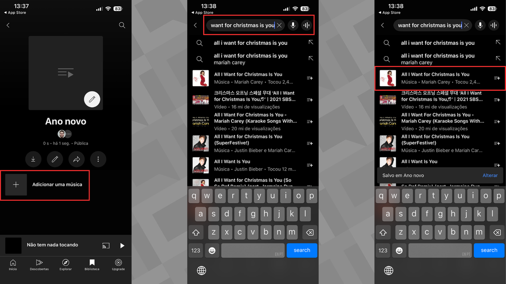 Como adicionar músicas na lista (Imagem: Captura de tela/Bruno De Blasi/Canaltech)