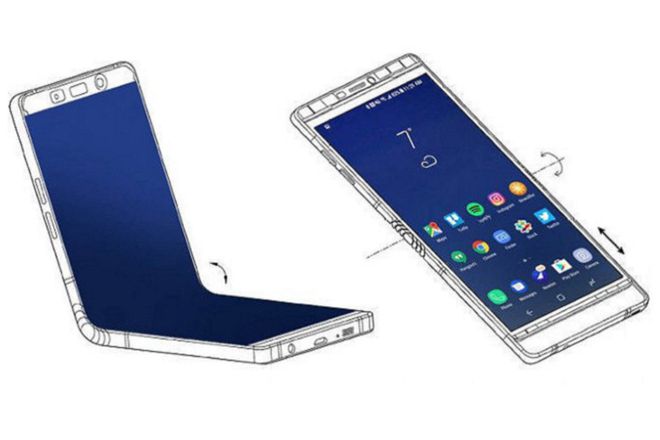 Samsung Galaxy F, o celular dobrável da Samsung, deve trará dois displays e trava na dobra (Imagem: Reprodução/PhoneArena)