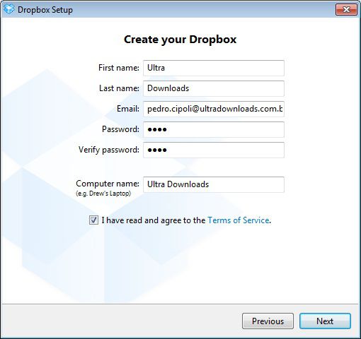 Cadastro de uma conta no Dropbox Cadastro de uma conta no Dropbox