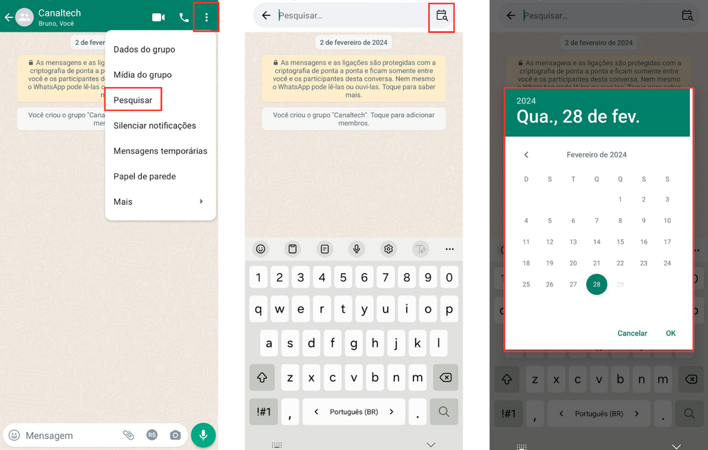 Como fazer busca por data no WhatsApp (Imagem: Captura de tela/Bruno De Blasi/Canaltech)