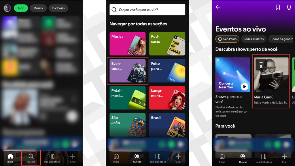 Passos para visualizar os eventos próximos de você no Spotify pelo computador e aplicativo