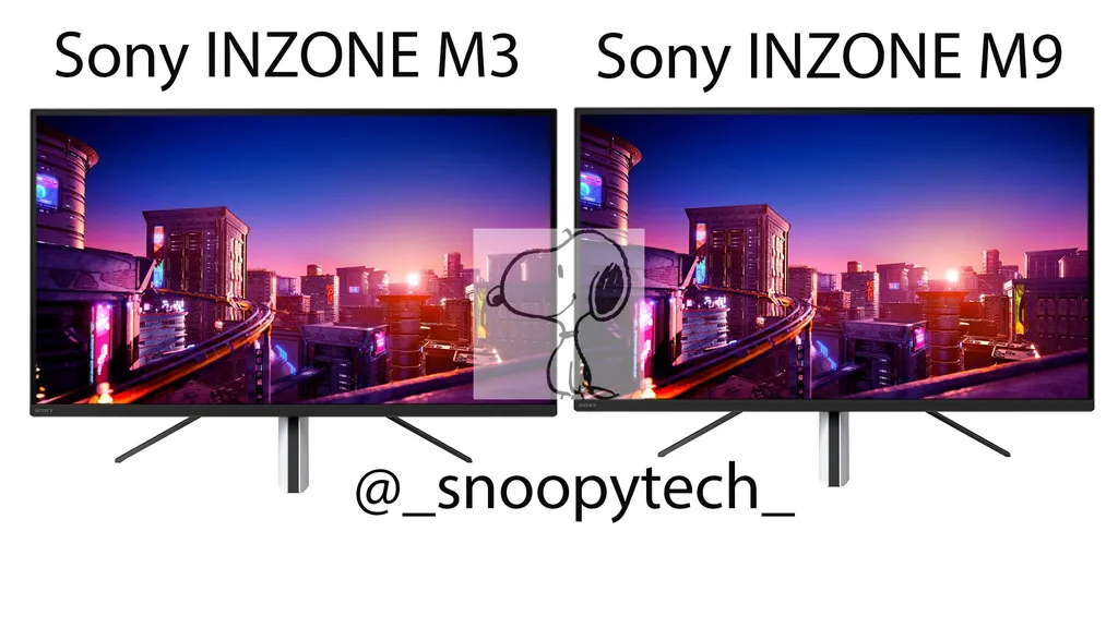Supostas imagens dos monitores Sony Inzone M3 e M9 (Imagem: Reprodução/SnoopyTech)