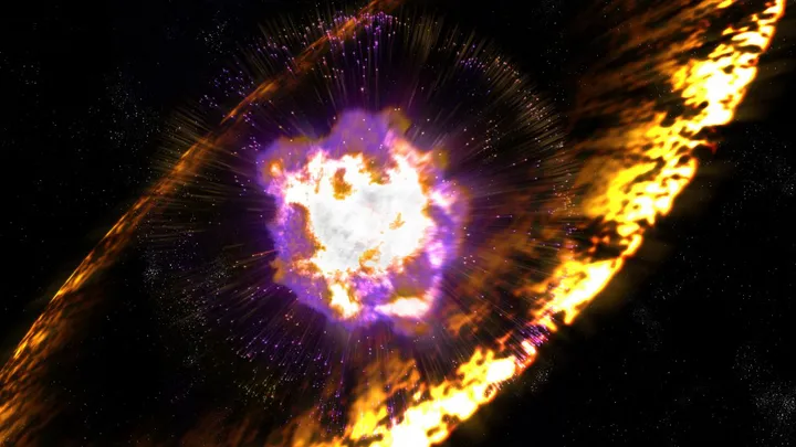Representação artística de uma supernova Tipo Ia (Imagem: Reprodução/Greg Stewart/SLAC National Accelerator Lab)