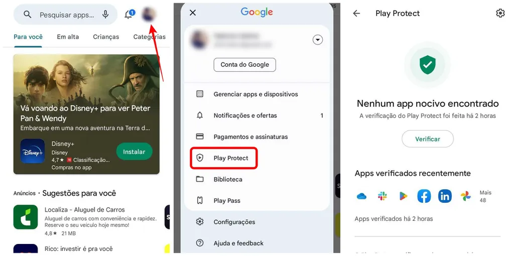 Faça a verificação dos aplicativos instalados no Android com o Play Protect (Imagem: Captura de tela/Fabrício Calixto/Canaltech)