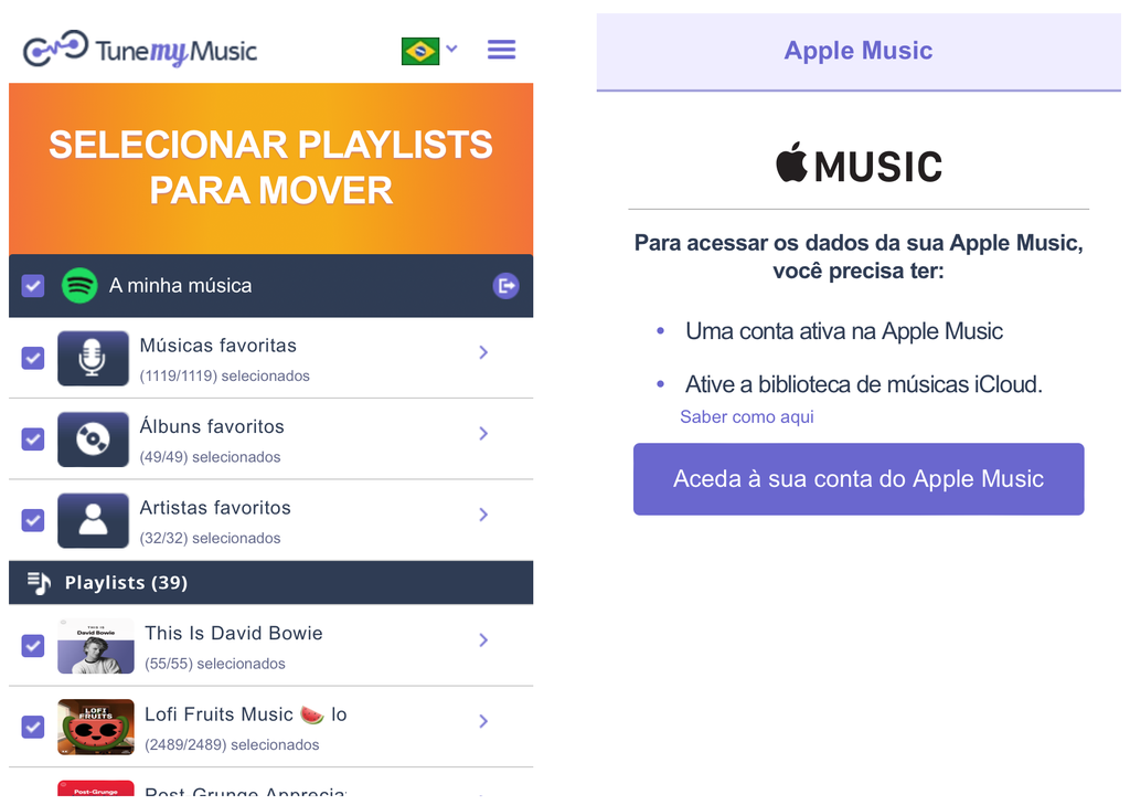 Escolha as playlists que deseja importar do Spotify para o Apple Music (Captura de tela: Thiago Furquim)