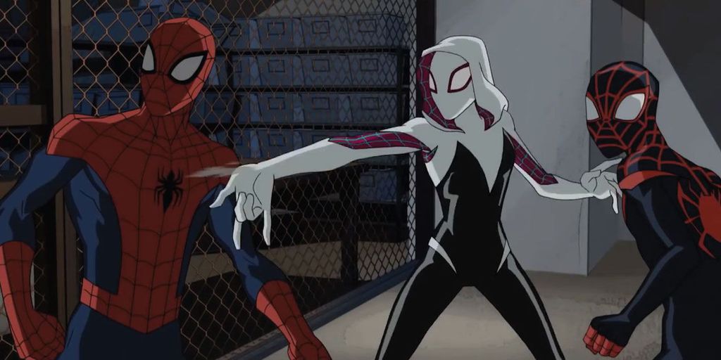 Animação bebe da fonte de Homem-Aranha no Aranhaverso (Imagem: Reprodução/Disney XD)