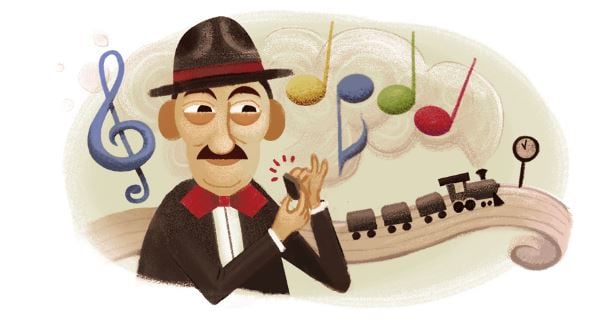 Adoniran Barbosa foi uma das figuras brasileiras a receberem doodles contando sua história, veiculados também internacionalmente (Imagem: Divulgação/Google)