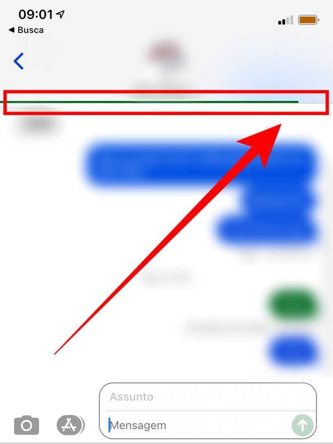 A mensagem do iMessage não será enviada sem sinal de internet. Captura de tela: Lucas Wetten (Canaltech)