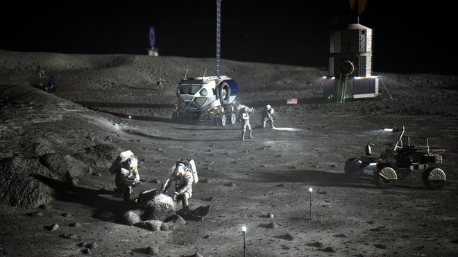 Entre os objetivos do programa Artemis, está o estabelecimento da presença humana sustentável na Lua (Imagem: Reprodução/NASA/Twitter)