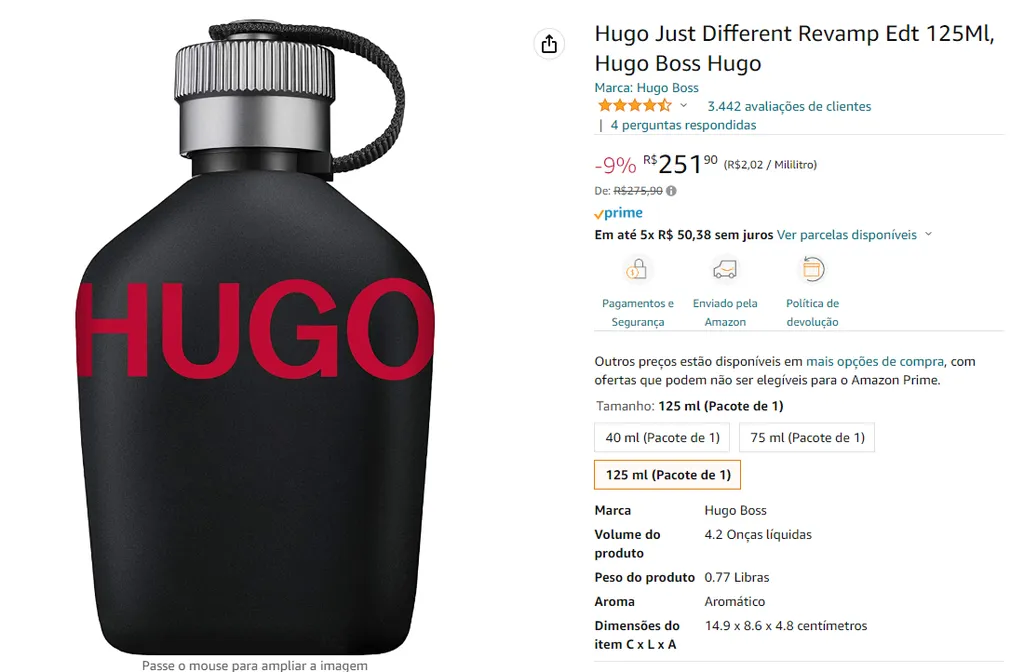 Hugo Just Different Revamp Edt 125Ml, Hugo Boss Hugo 107496 Canaltech