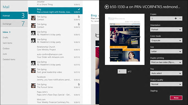 Mail rodando no Windows 8 Mail rodando no Windows 8