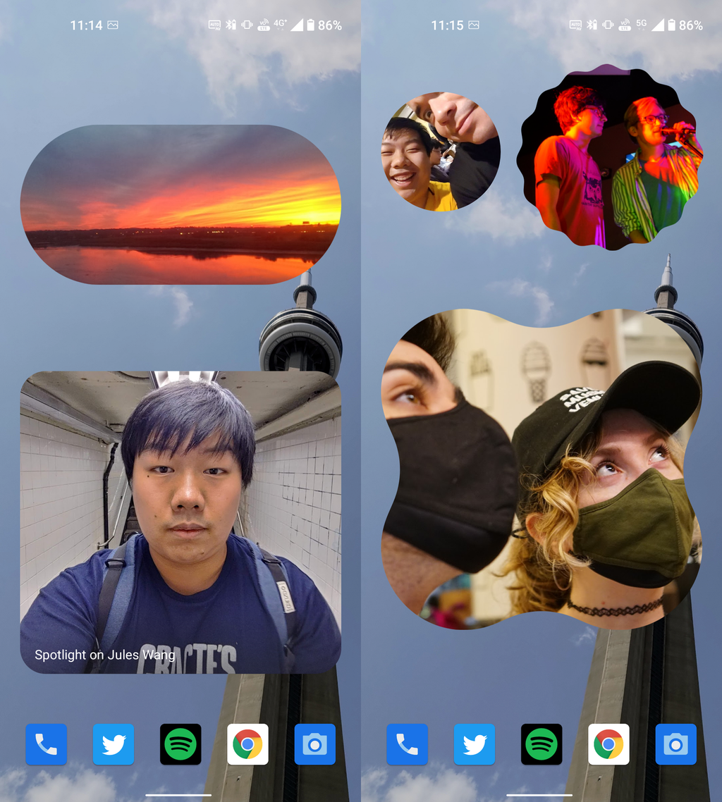 Cada estilo do widget dá uma cara diferente para a tela inicial (Imagem: Reprodução/Android Police)