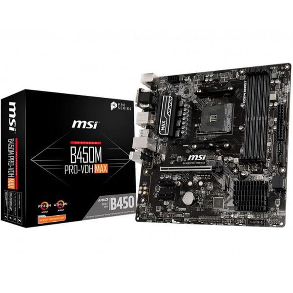 Placa-Mãe MSI B450M Pro-VDH Max p/ AMD AM4, m-ATX, DDR4 | CUPOM