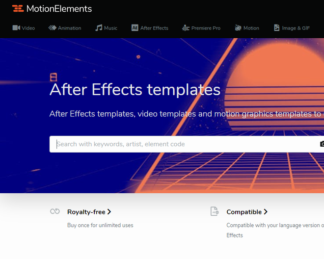 O Motion Element permite fazer uma assinatura Royalty-free para ter acesso a todas as templates do After Effects (Captura de tela: Ariane Velasco)