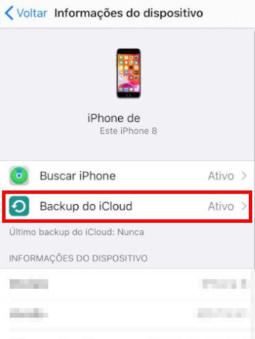 Selecione a opção "Backup do iCloud" (Captura de tela: Matheus Bigogno)