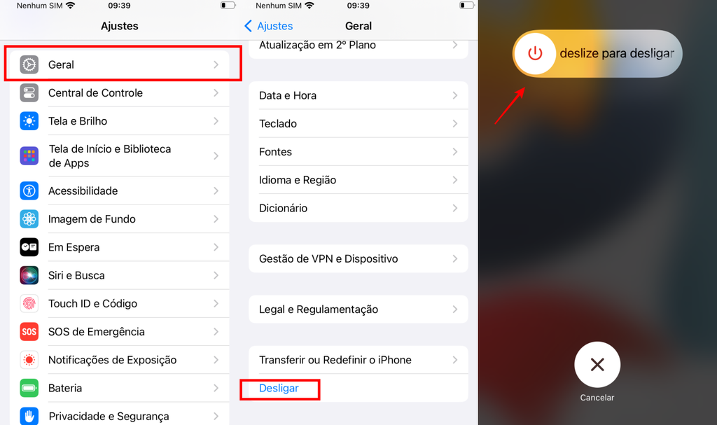 Você pode desligar seu iPhone dentro do aplicativo Ajustes (Imagem: Captura de tela/Fabrício Calixto/Canaltech)