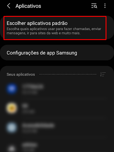 Selecione os apps padrão para diferentes comandos (Imagem: André Magalhães/Captura de tela)