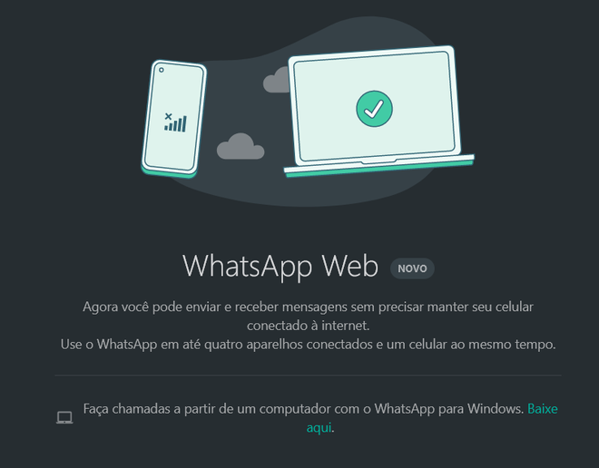 A conexão em múltiplos dispositivos permite utilizar o WhatsApp no PC sem depender da conexão do celular (Captura: Douglas Ciriaco/Canaltech)