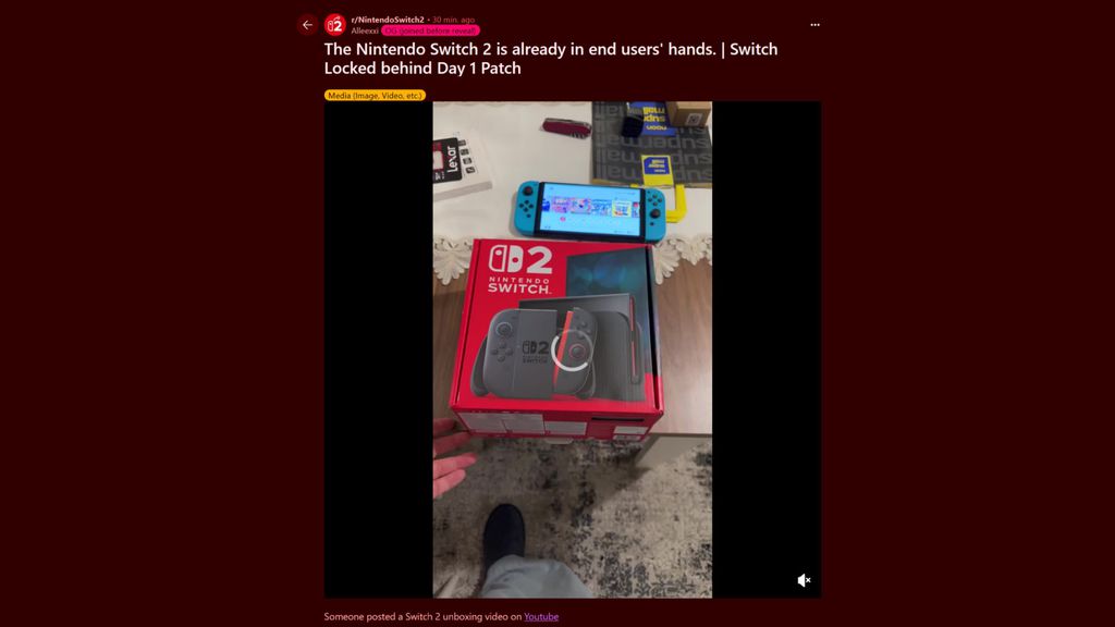 Imagem do unboxing de Nintendo Switch 2