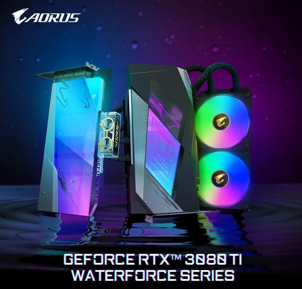 GPU Aorus também possui versões com refrigeração a água (Imagem: Divulgação/Gigabyte)