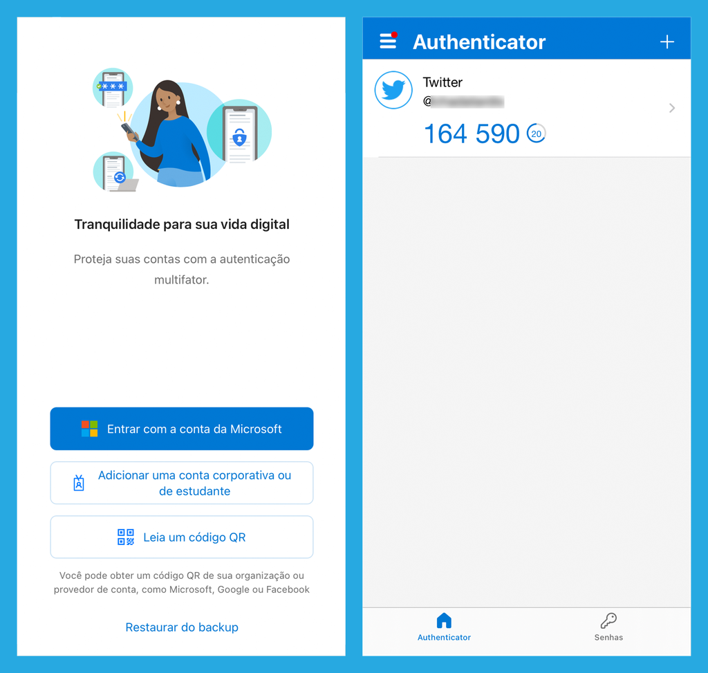 Microsoft possui o próprio app autenticador (Imagem: André Magalhães/Captura de tela)