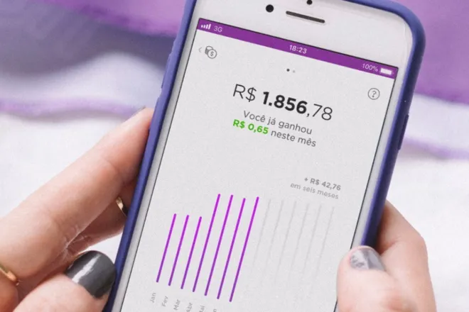 Uma aplicação de R$1.000 na NuConta, do Nubank, chega a R$ 1.136,50 brutos em 12 meses (Imagem: Nubank/Divulgação)